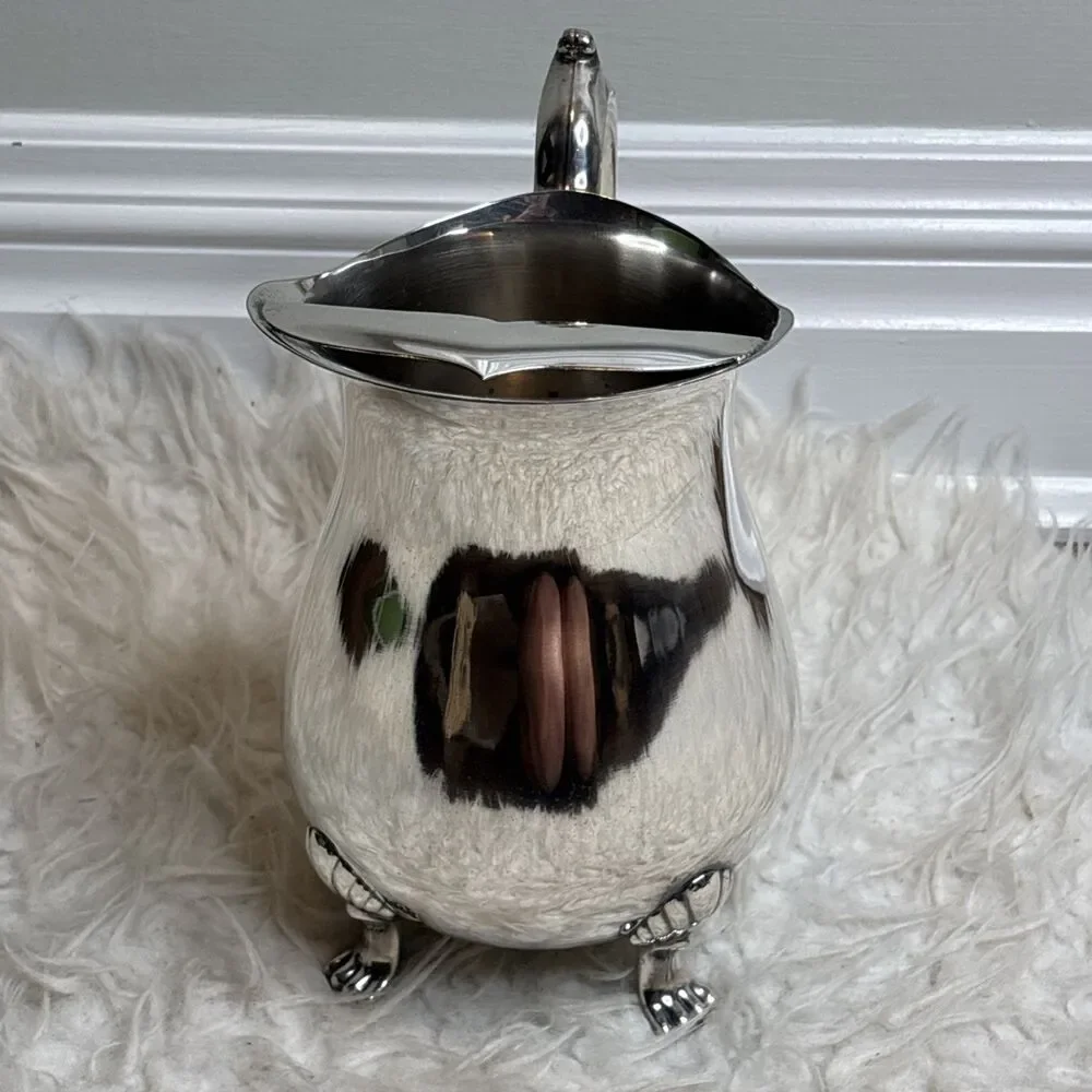 VINTAGE Leonard Silver Plate Footed Water Pitcher with Ice Lip Cottage Core